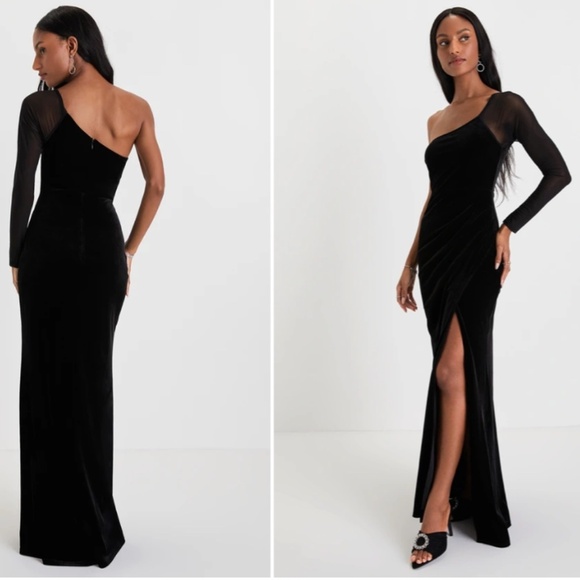 LULU's Prom Wedding Sexy Chic Modern Minimalistic Chic One Shoulder Maxi Dress - Picture 1 of 5